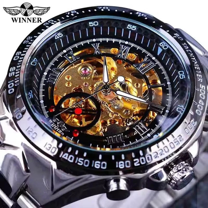Luxurious Dial Men's Automatic Mechanical Watch - Smooth Hollow Back Design, Stainless Steel Strap, Ideal Gift for Business and Casual Wear, Ideal for Birthday, Parties and Special Occasion, Business Casual Watch | Smooth Wat