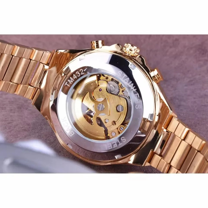 Luxurious Dial Men's Automatic Mechanical Watch - Smooth Hollow Back Design, Stainless Steel Strap, Ideal Gift for Business and Casual Wear, Ideal for Birthday, Parties and Special Occasion, Business Casual Watch | Smooth Wat