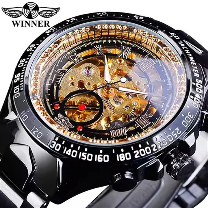 Luxurious Dial Men's Automatic Mechanical Watch - Smooth Hollow Back Design, Stainless Steel Strap, Ideal Gift for Business and Casual Wear, Ideal for Birthday, Parties and Special Occasion, Business Casual Watch | Smooth Wat