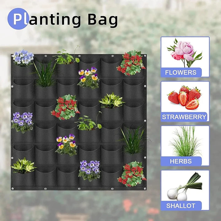 Wall Hanging Planting Bag Multiple Pockets Grow Bag Planter Vertical Garden Vegetable Living Bonsai Flower Plant Pot Home Supply