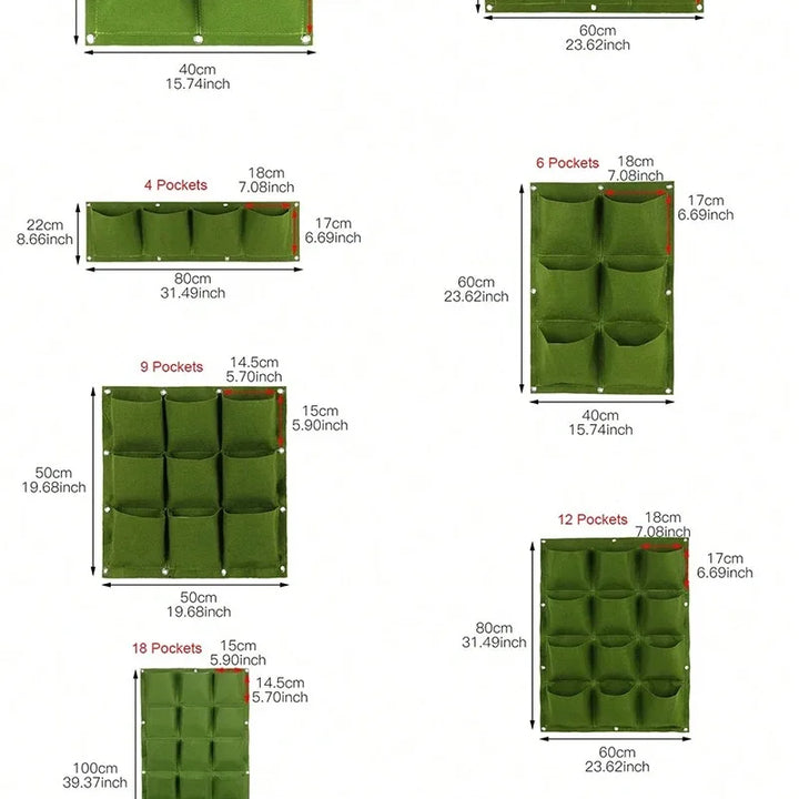 Wall Hanging Planting Bag Multiple Pockets Grow Bag Planter Vertical Garden Vegetable Living Bonsai Flower Plant Pot Home Supply