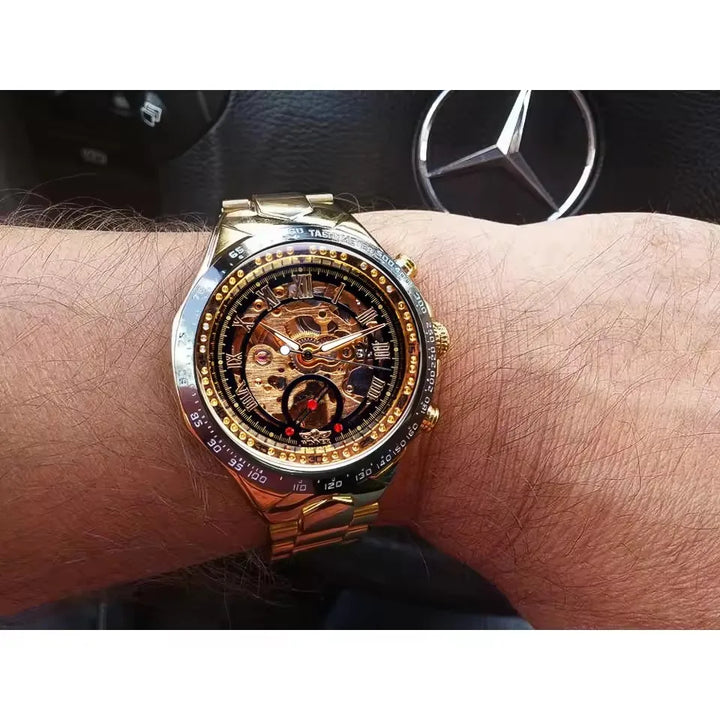 Luxurious Dial Men's Automatic Mechanical Watch - Smooth Hollow Back Design, Stainless Steel Strap, Ideal Gift for Business and Casual Wear, Ideal for Birthday, Parties and Special Occasion, Business Casual Watch | Smooth Wat